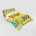 thumbnail image 3 of Birthday Duvet Cover Set, Happy Celebration in Shapes Funny Ice Cream Candies and Balloons, Bedding Set with Shams and Fitted Sheet, 3 Sizes, by Ambesonne, 3 of 3