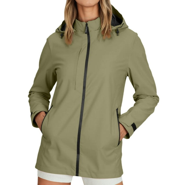 Manteau Coupe-Vent Léger pour Femme à Capuche Imperméable Manteau de Randonnée Extérieur Décontracté Printemps Automne Coupe-Vent pour Voyage Camping