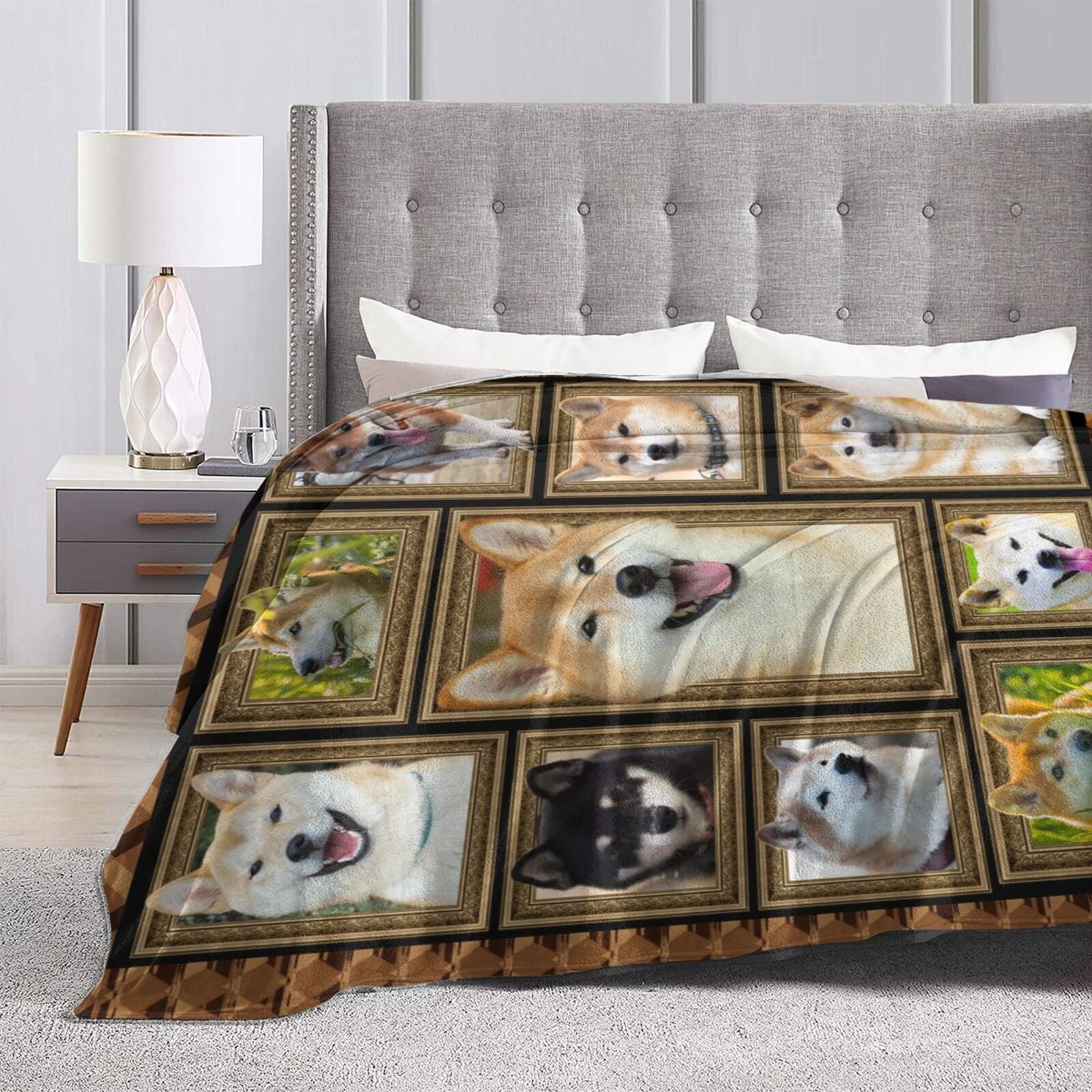 Wijzvio Shiba Inu Dog Throw Blanket Soft Fuzzy Fleece Blanket For Couch Bed Living Room Decoration 50"X40"