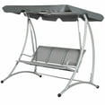 thumbnail image 2 of Spaco 3-Seat Patio Swing Glider with Adjustable Canopy and Breathable Seat, Patio Swing Chair with Steel Frame for Outdoor, Light Gray, 2 of 11