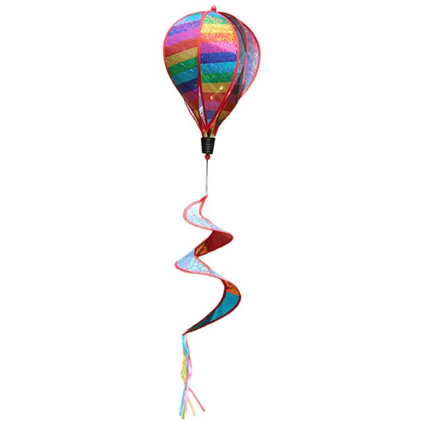 Hot Air Balloon Wind Spinner Colorful Sequins Striped Hanging Wind Spinners Spiral for Indoor