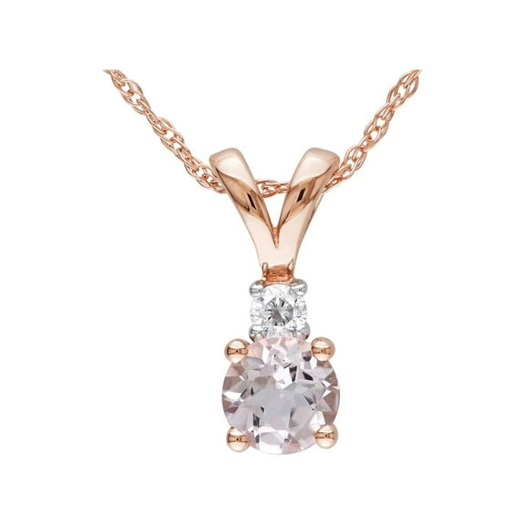 1/2 Carat (Ctw) Morganite Pendant Necklace with Diamond in 10K Rose Gold with Chain for Women