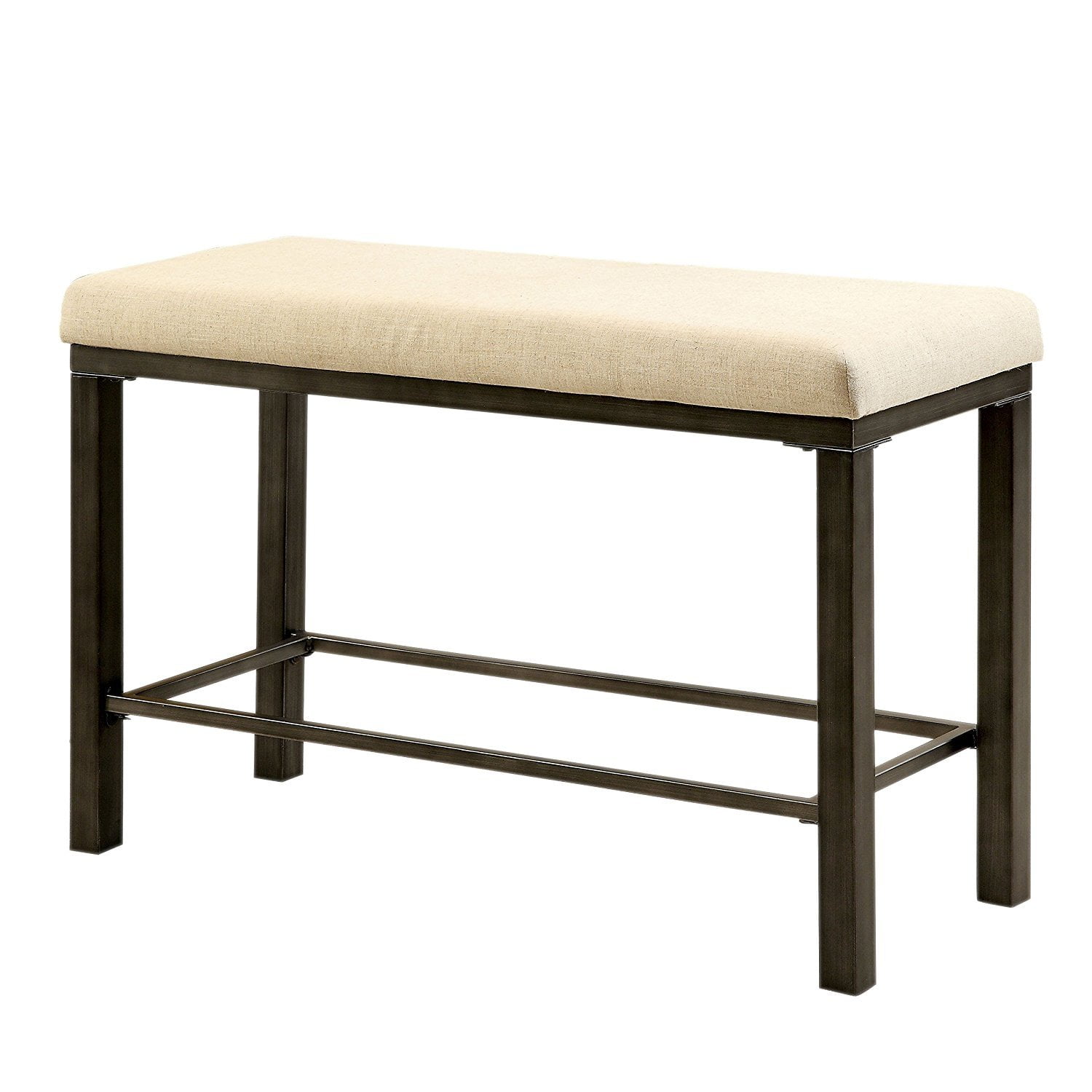 Rustic Country Kesso Industrial Metal Counter Height Bench With Padded rustic-country-kesso-industrial-metal-counter-height-bench-with-padded