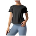 thumbnail image 3 of GEWSEY Workout Tops for Women Cropped Split Back Athletic Gym Exercise Shirts Loose Fit (Black, XXL), 3 of 8