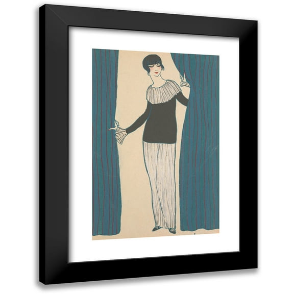 Georges Lepape 11x14 Black Modern Framed Museum Art Print Titled - Les Curtain Which Secarte (1912)