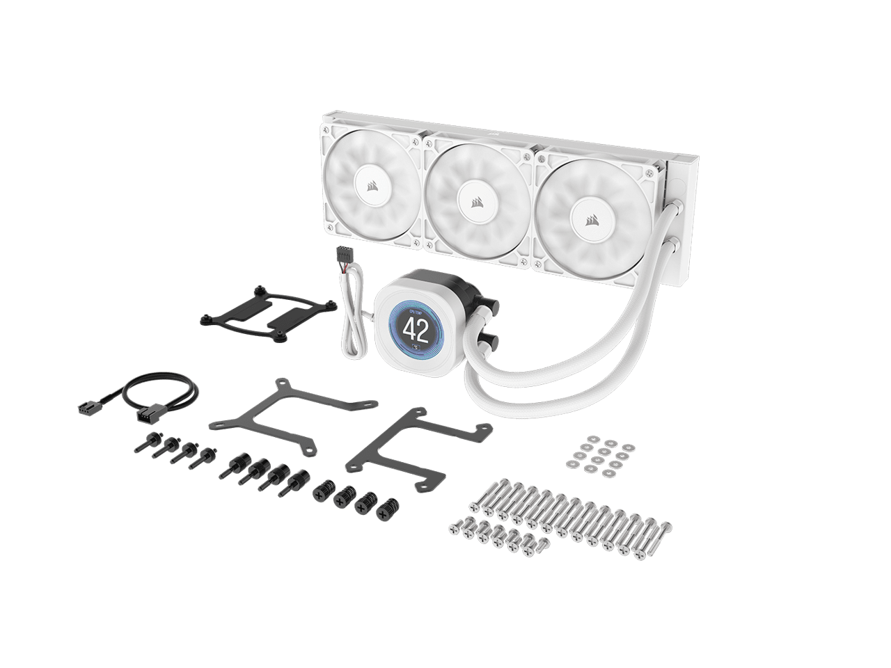 CORSAIR NAUTILUS 360 RS LCD Liquid CPU Cooler – 2.1" IPS LCD Screen  – RS120 Fans – 360mm Radiator – Fits Intel® LGA 1851/1700, AMD®  AM5/AM4 – Simple Daisy-Chain Connections