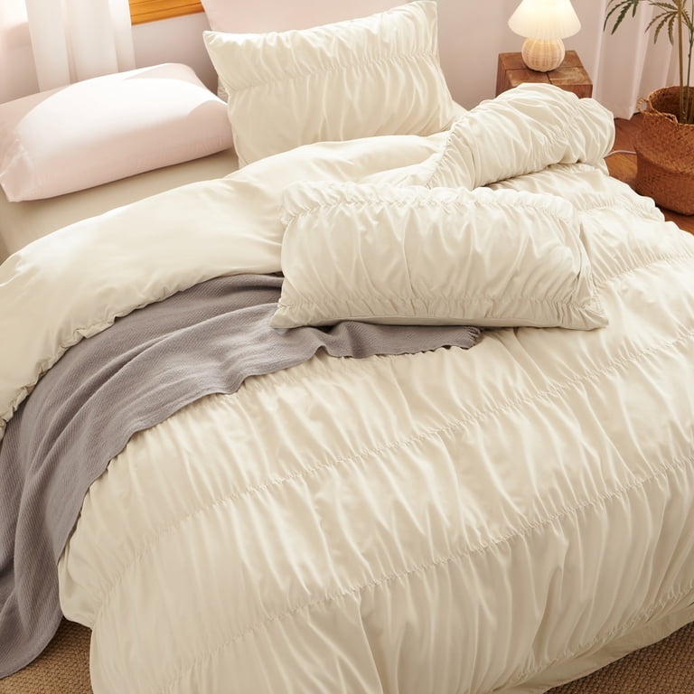 Andency Set Trapunte Letto Con Nappe Beige Queen (3 Pezzi) – Boho Shabby Chic In Microfibra Morbida