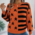 thumbnail image 6 of Ltctricy Sweaters for Women Loose Lantern Long Sleeve Crew Neck Graphic Knitted Pullover Tops Soft Casual Sweaters(Orange,Small), 6 of 7