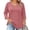 Pink, variant on Womens Plus Size 3/4 Sleeve Tops Summer Cutout Ring Keyhole Neck Solid Pullover Blouses Casual Lightweight Shirts