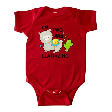

Inktastic Im Two and Llamazing with Llama and Cactus Gift Baby Boy or Baby Girl Bodysuit