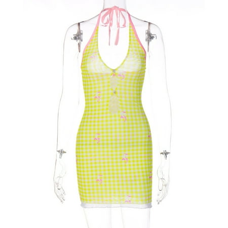Elastic Women Fishnet Lingerie Mesh Chemise Mini Dress Bodysuit-M