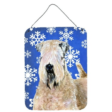 Wheaten Terrier Soft Coated Winter Snowflakes Holiday Wall or Door Hanging Prints
