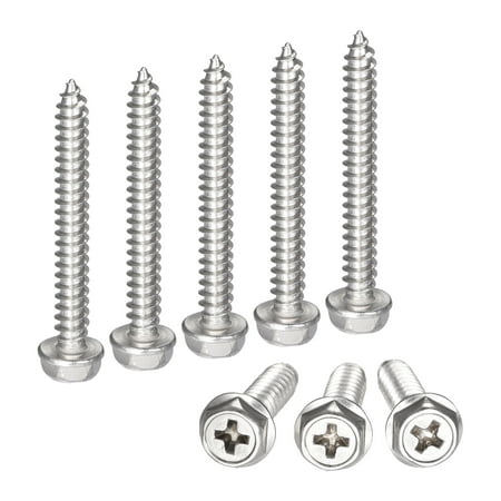 

Uxcell M5 x 40mm 304 Stainless Steel Phillips Hex Washer Self Tapping Screws 50 Pack