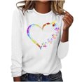 thumbnail image 1 of Jsaierl Hauts de la Saint-Valentin pour Femmes Tendance Coloré Patte de Chien Cœur Graphique T-Shirts Décontractés Col Rond Manches Longues, 1 of 3