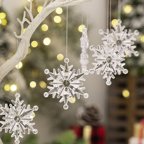 LITINKIMI 6PCS Winter Party Hanging Ornaments Transparent Acrylic Snowflake Decor for Christmas New Year