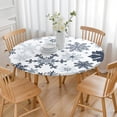 thumbnail image 3 of Blue Christmas Snowflake Pattern Round Fitted Tablecloth with Elastic Edge,Dining Table Cover Waterproof,Outdoor Round Tablecloth for Camping,Dining,Indoor and Outdoor, 3 of 7