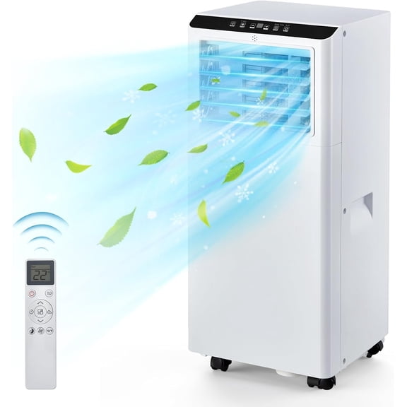 Eastvita 8000BTU Portable Air Conditioner with Built - in Cool Dehumidifier/Fan/Cools up to 350 SqFt/Auto Sleep Modes/Remote Control/Window Kit Included/24H Timer