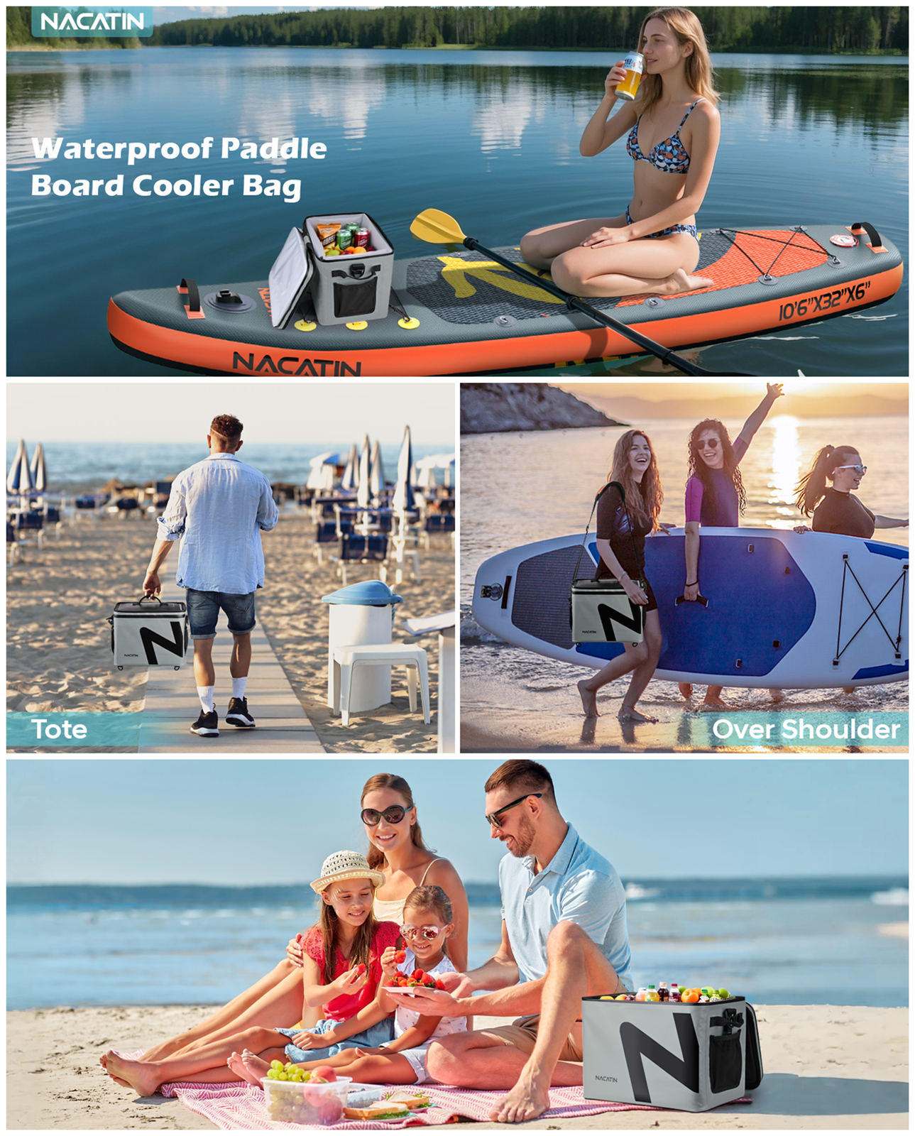 Paddle Board Cooler Bag 48 Can Waterproof SUP Camping Cooler Portable for Kayak Accessories