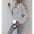 thumbnail image 4 of Sudaderas con cuello en V a rayas, sudaderas con capucha de manga larga para mujer Sudaderas con capucha de manga larga para mujer confeccionadas con cuidado, 4 of 7