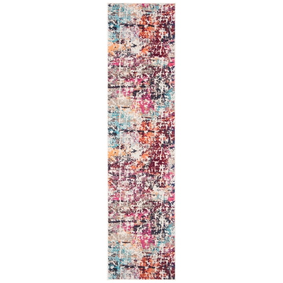 SAFAVIEH Madison Joella Vintage Abstract Runner Rug, Red/Light Blue, 2' x 8'