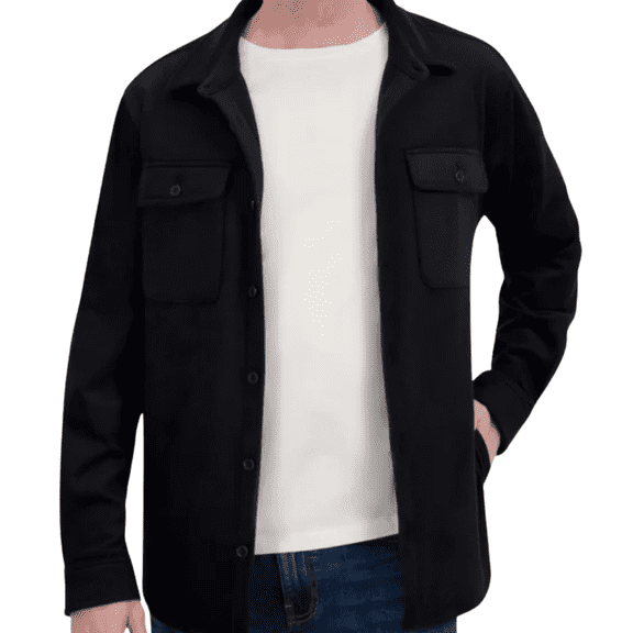 Kirkland Signature Men's Shirt Jacket Heavyweight 2-Way Stretch Workwear, Black, Large