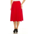 thumbnail image 4 of Moa Collection Women's Plus Size A-Line Casual Flared High Waist Elastic Band Solid Midi Skirt, 4 of 7