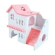 thumbnail image 5 of Casa de madera para hámster, cabaña de madera ensamblable para animales pequeños, de lujo, de dos pisos Rosa, 5 of 9