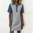 thumbnail image 6 of Ovbmpzd Pink Womens&nbsp;Dresses&nbsp;Summer Imitation Denim Loose Fitting Mini Shift Collared Summer&nbsp;Dresses&nbsp;for Women, 6 of 6