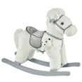thumbnail image 3 of Qaba Kids Plush Ride-On Rocking Horse with Bear Toy, Children Chair with Soft Plush Toy & Fun Realistic Sounds, White, 3 of 10