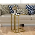 thumbnail image 6 of C-Shaped End Table, Side Table for Couch,Sofa Snack Table with Tempered Glass & Metal Frame,Small TV Tray Table for Small Space,Living Room, Bedroom, Bedside,Modern Style, Gold, 6 of 8