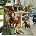 thumbnail image 2 of Galloping Horese Pattern Print Flannel Throw Blanket, 2 of 8