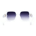 thumbnail image 4 of Womens Mod Rimless Jewel Chain Arm Oversize Rectangle Sunglasses White Smoke, 4 of 4
