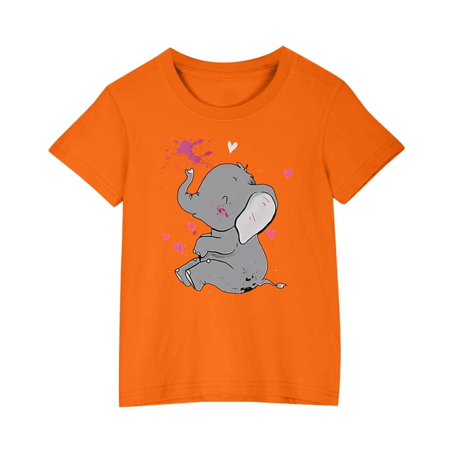 RXIRUCGD 2025 Vêtements d'Été pour Enfants T-shirt Imprimé Mode Mignon Col Rond Manches Courtes