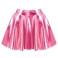 thumbnail image 5 of Haitryli Women Shiny Metallic Skater Flared Skirts Holographic High Waist Pleated Skirts Dancewear Pink M, 5 of 8