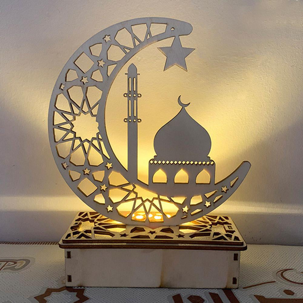 Wooden Eid Mubarak Pendant Hollow Decoration Ramadan Wood Hanging Accessories aa 