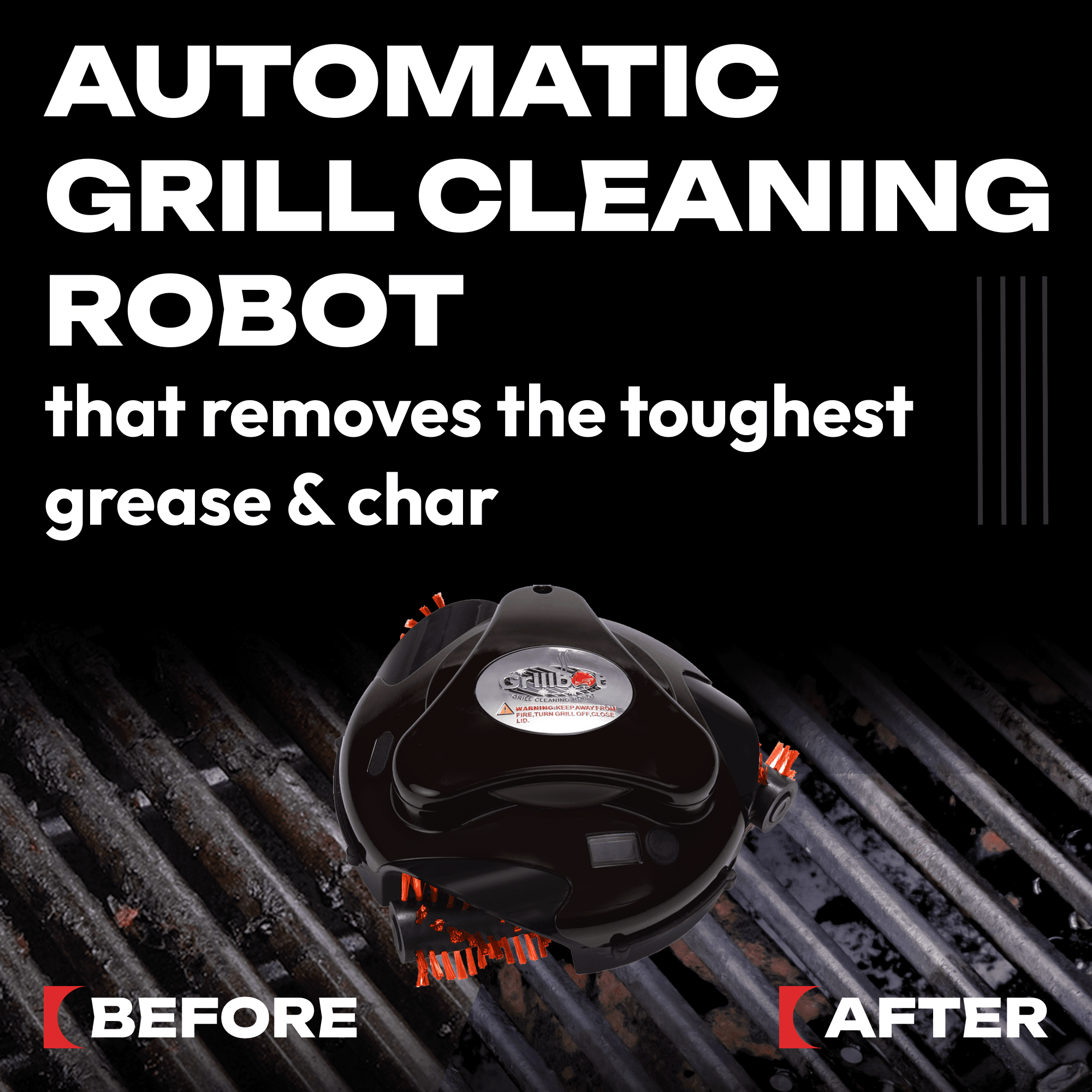 Grillbot Automatic Grill Cleaning Robot with 3 Powerful Nylon Grill Brushes (Black)