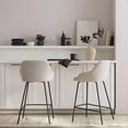 thumbnail image 2 of Bouclair Cream Fabric and Metal Counter Stool, 2 of 10