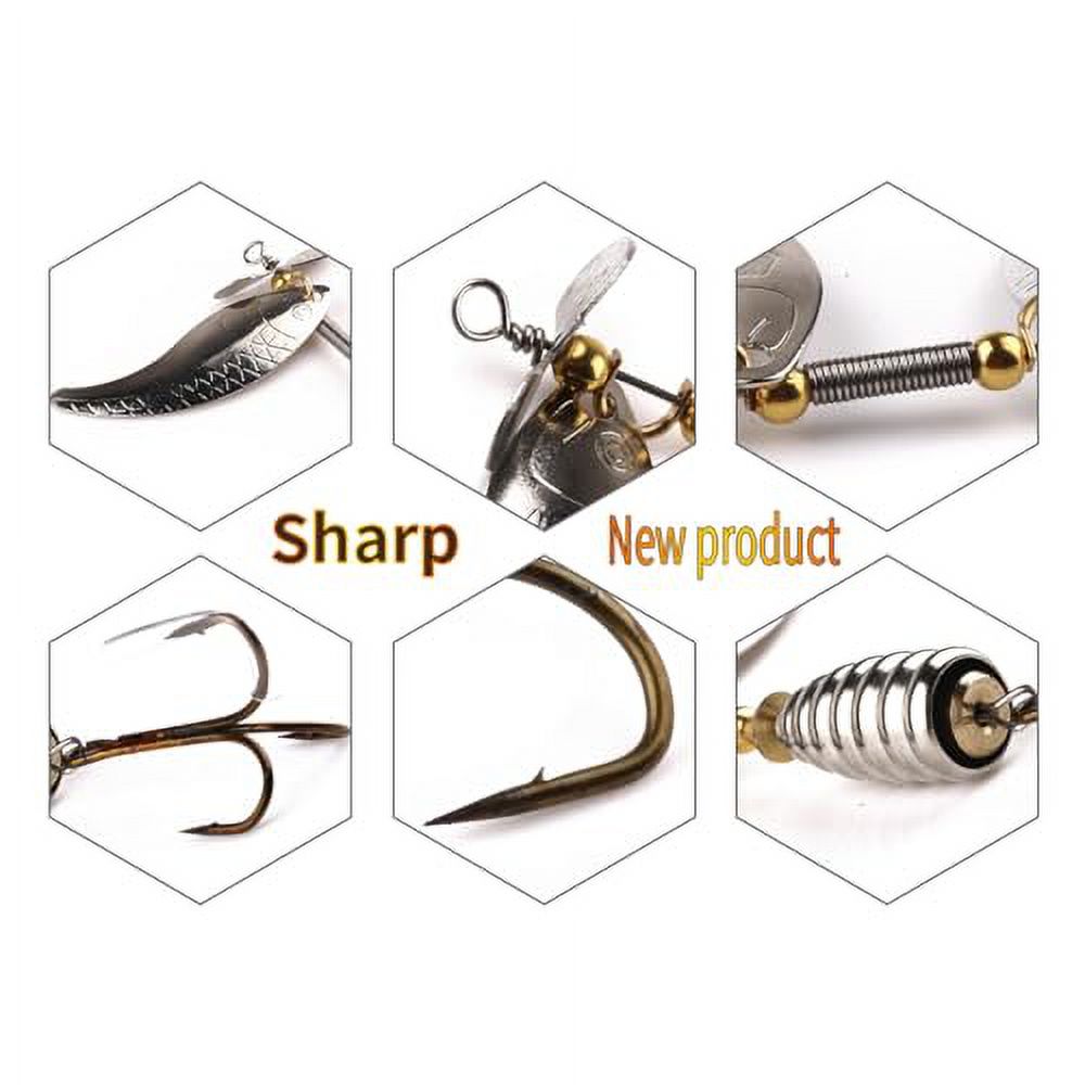 Fishing Lure Spinnerbaits, Bass Salmon Trout Hard Metal Spinner Baits Kit, HENGJIA 5PCS Fishing Spinner Kit Fishing Lures for Lake River Fishing,3.94in/0.51oz
