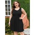 thumbnail image 3 of MODERN GOOSE Robe d'Été Grande Taille pour Femmes Noire 3X Décontractée Sans Manches Col Rond Fluide Plissée Soleil Plage Bohème Élégante Babydoll avec Poches, 3 of 12