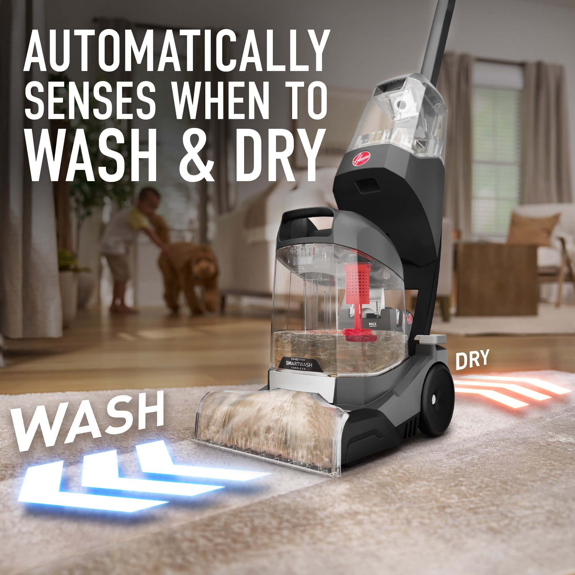 Hoover Residential Vacuum Onepwr Smartwash Cordless Carpet Cleaner Machine, V