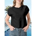 thumbnail image 2 of Chaleco tipo suéter WIFFGO para mujer, manga corta, cuello redondo, a cuadros, 2 of 4