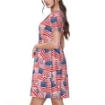 thumbnail image 2 of Naloa America Flags Print Womens Summer A-Line Dress with Pockets,Short Sleeve Dresses,Flowy Beach Swing Dress for Vacation Travel, 2 of 6