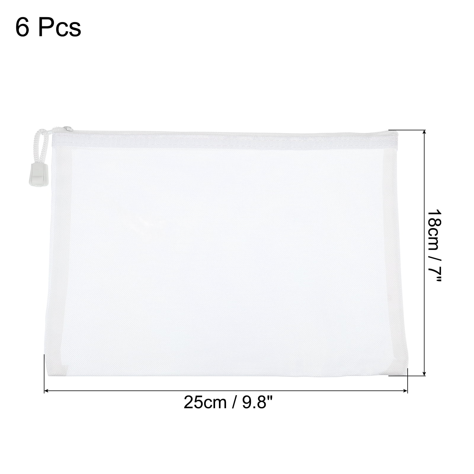 Unique Bargains Mesh Bags Nylon Zip Pouch Pencil Case Storage Pocket 9.8" x 7.1"