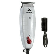 Andis T-Outliner Trimmer with T-Blade (Glossy Gray) with a BeauWis Blade Brush