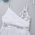 thumbnail image 4 of Haitryli Girls V-Neck Spaghetti Shoulder Straps Sequined Irregular Hem Latin Dance Lyrical Dress White 11-12, 4 of 7