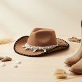thumbnail image 7 of Hzzsbu Cow Hat for Women, Felt Western Hats With Macrame Beaded Band Jazz Top Hat Wide Brim Sun Hat Beach Vintage Retro Western Cow Hats for Wedding Party, 7 of 7