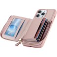 thumbnail image 6 of iPhone 12 pro max Phone case Wallet with Zipper Card Holders for Women, iPhone 12 pro max Case Wallet with Credit Card with Ring Kickstand Zipper Stand Case for iPhone12promax - Pink, 6 of 18