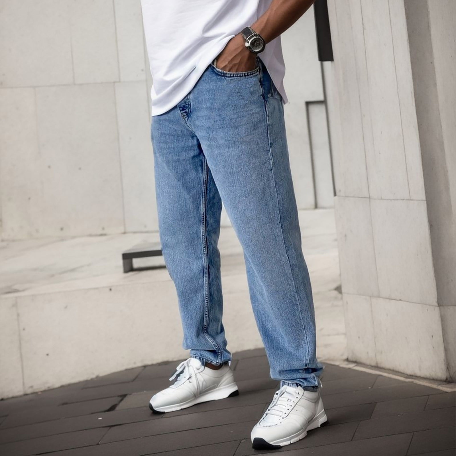 JHLZHS Black Pants Men Dress Fly Fashion Pocket Pants Casual