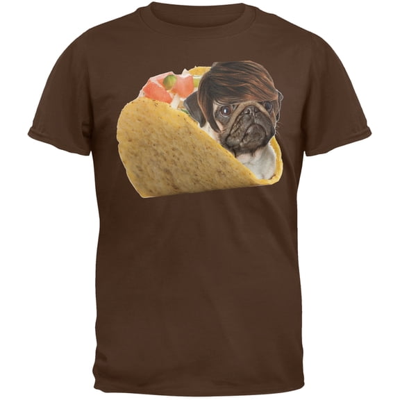Taco Pug Brown Adult T-Shirt - 2X-Large