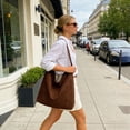 thumbnail image 5 of ToyKingdee Genuine Leather Cowhide Women'S Shoulder Bag, Suede Frosted Finish, Large Capacity Tote Travel Underarm Hobo Bag, 5 of 6
